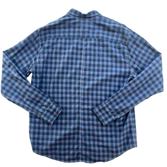 Frank & Eileen Paul Men’s Button Down Shirt M Italian Cotton Navy Plaid Ret $228 - Picture 6 of 10
